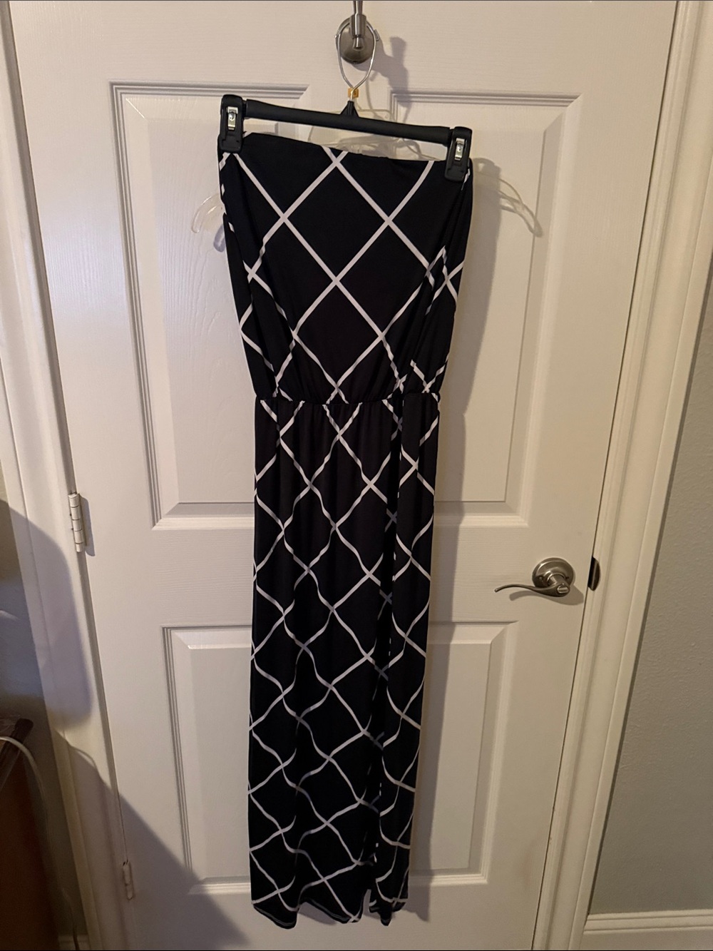 Chico's Black & White Strapless Geometric Jumpsuit